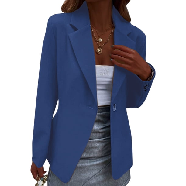Blazer básico para mujer, manga larga, color sólido, estilo elegante, traje de trabajo de oficina FLhrweasw Nuevo