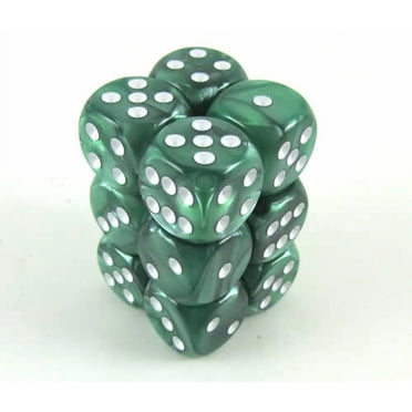 Set Of 10 D6 16mm Glitter Dice - Black With White Pips - Pippd