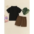 thumbnail image 5 of Musuos Little Boy 2 Piece Casual Set, 1-5 Years Lapel Neck Short Sleeve Tops + Elastic Waist Shorts Toddler Summer Outfits, 5 of 10