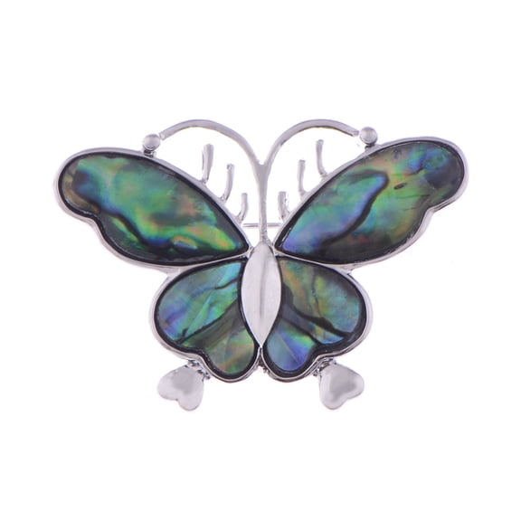 y Tone Abalone Colored Stone Dark Butterfly Insect Wings Brooch Pin