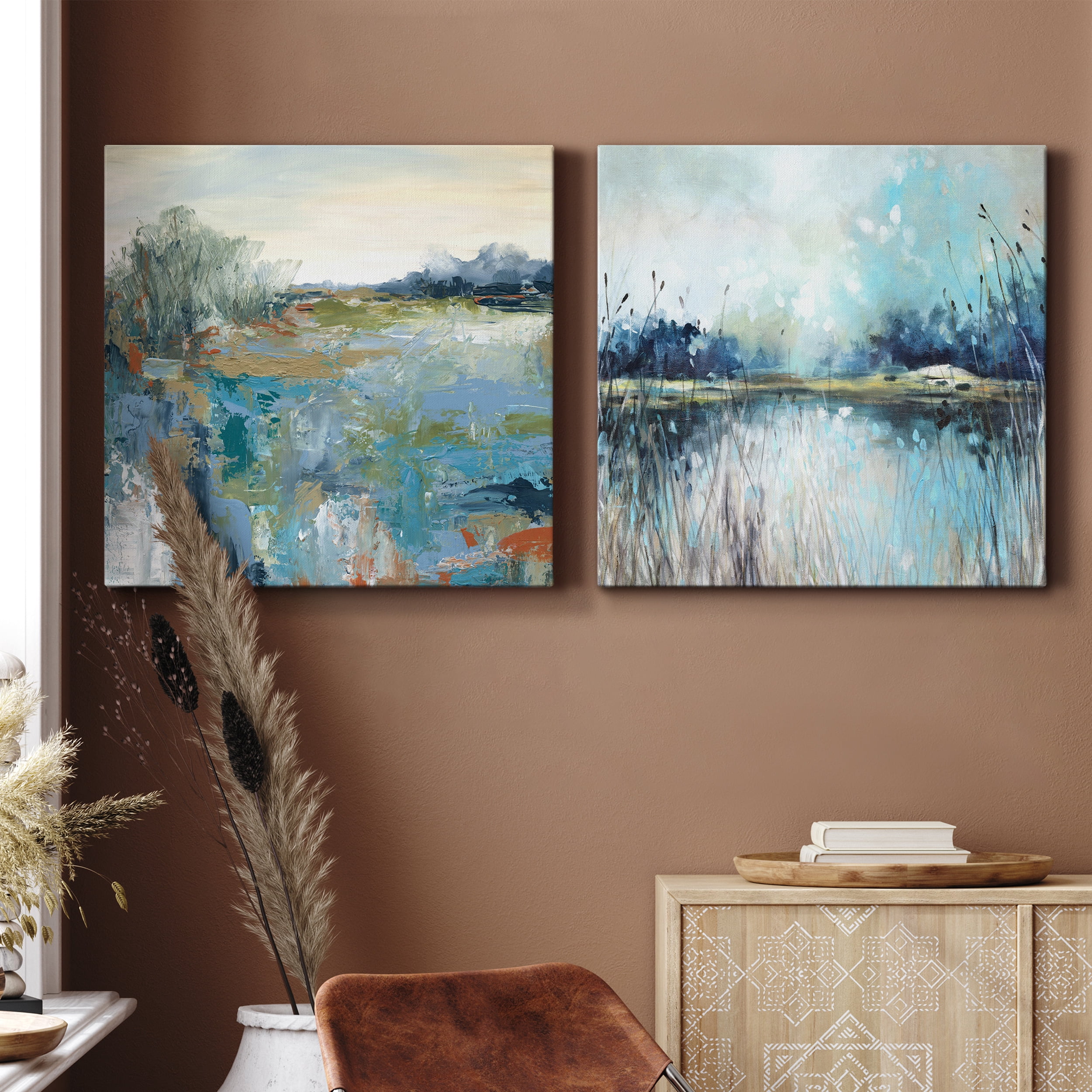Energetic Earth - Premium Gallery Wrapped Canvas - Ready to Hang Set of 2 - 16 x 16 Each