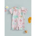 thumbnail image 6 of Toddler Baby Girls Rash Guard Swimsuit Playsuits 3 6 12 18 24 Months 2T 3T Short Sleeve Zipper Floral Print Baby Bathing Suit Swimwear, 6 of 9