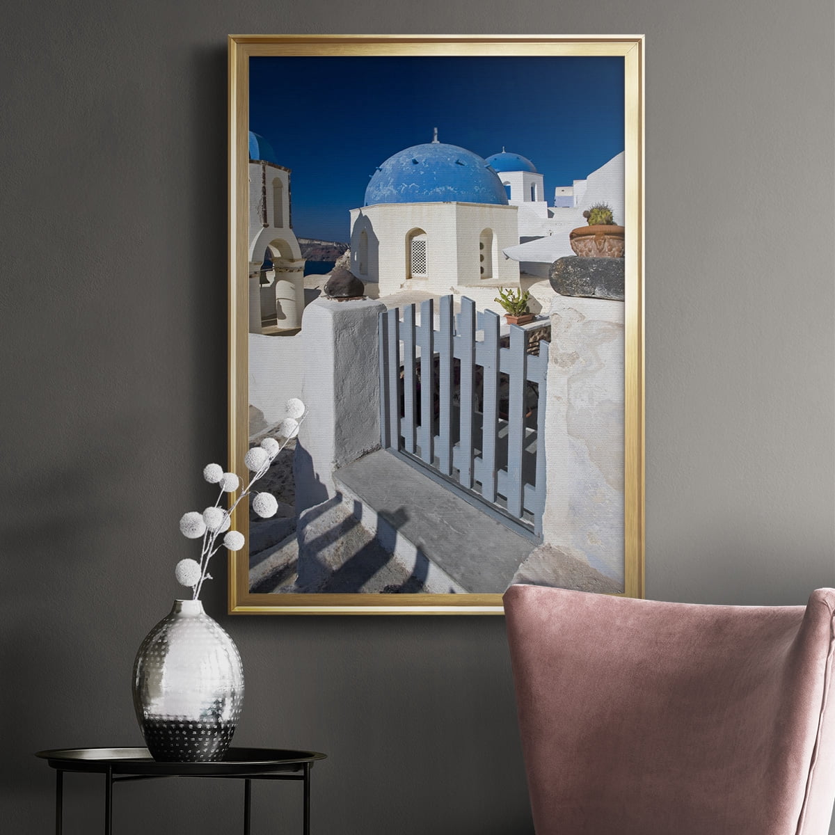 Santorini Sidewalk Premium Framed Print - Ready to Hang