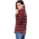 thumbnail image 4 of Camisa de cuadros de búfalo tostado tostado vintage con botones y mangas enrolladas para mujer Negro rojo XS, 4 of 7