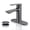 Gunmetal, variant on BELZ Bathroom Faucet Modern Single Handle One Hole Bath Vanity Sink Faucets with Pop Up Drain and Deck Plate for 1 or 3 Holes, Black