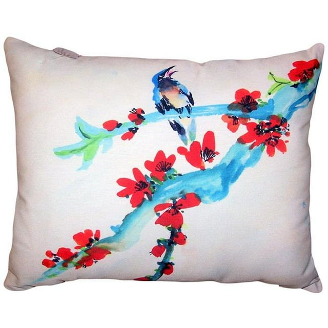 Betsy Drake NC657 16 x 20 Pouces Bourgeons Rouges et Oiseau Sans Coussin de Cordon