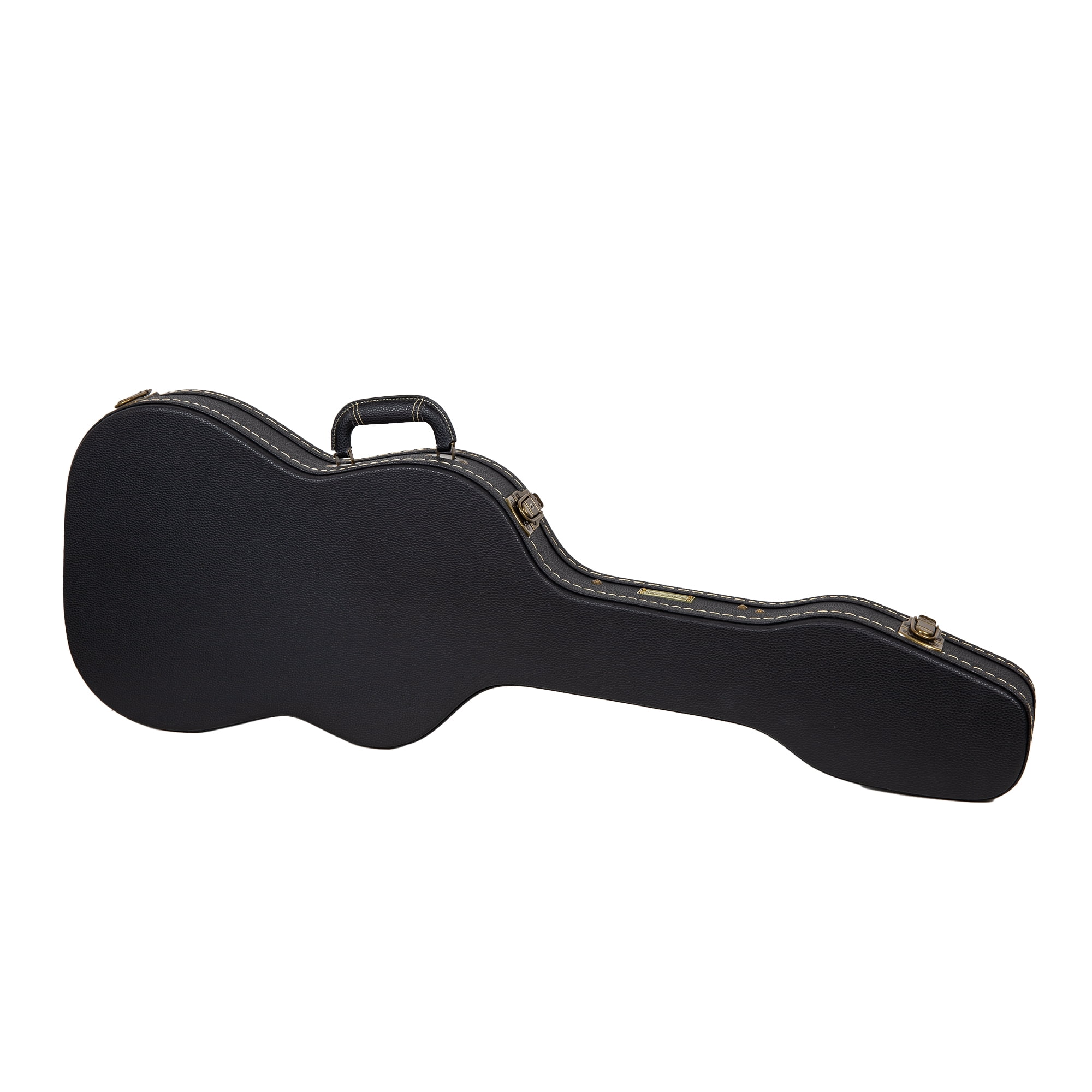 Crossrock Wooden Guitar Case -Fits Telecaster and Stratocaster Styles of Guitars -Vintage Hardware, Sponge Lining, Metal Feet, Storage Space-Black