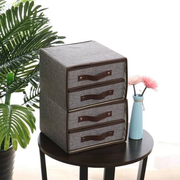 Collapsible 2Drawer Fabric Storage Bins Chests for Closet Gray 2 Packs