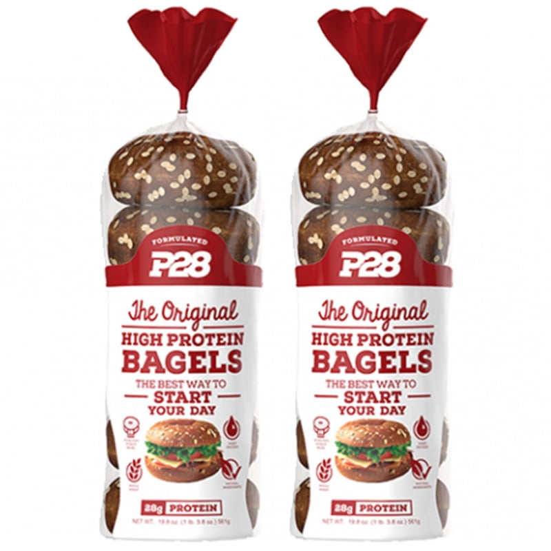 P28 Bagel High Protein Bagel, 28g Protein, 2 Pack, 12 Bagels Total