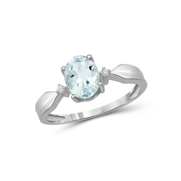 JewelersClub Aquamarine Ring Birthstone Jewelry – 1.15 Carat Aquamarine 0.925 Sterling Silver Ring Jewelry with White Diamond Accent – Gemstone Rings with Hypoallergenic 0.925 Sterling Silver Band