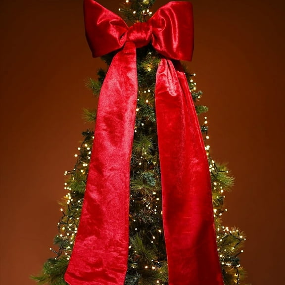 Christmas Extra Large Velvet Bows, Giant Christmas Tree Topper Bow Decorations for Home Xmas Tree Toppers Wreath Wall Birthday Wedding Engagement Party Decor, 1 Pcs, 47.24x15.75"