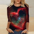 thumbnail image 3 of Mittory Summer Tops for Women Vacation Galaxy Space Graphic Blouses Trendy Crewneck Office 3/4 Sleeve Shirts, 3 of 5