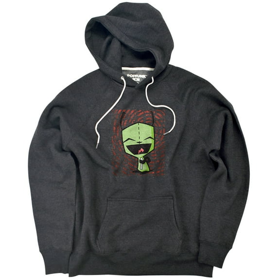 Invader Zim Happy Gir Unisex Adult Slim Fit Pull-Over Heather Hoodie, Charcoal, Small