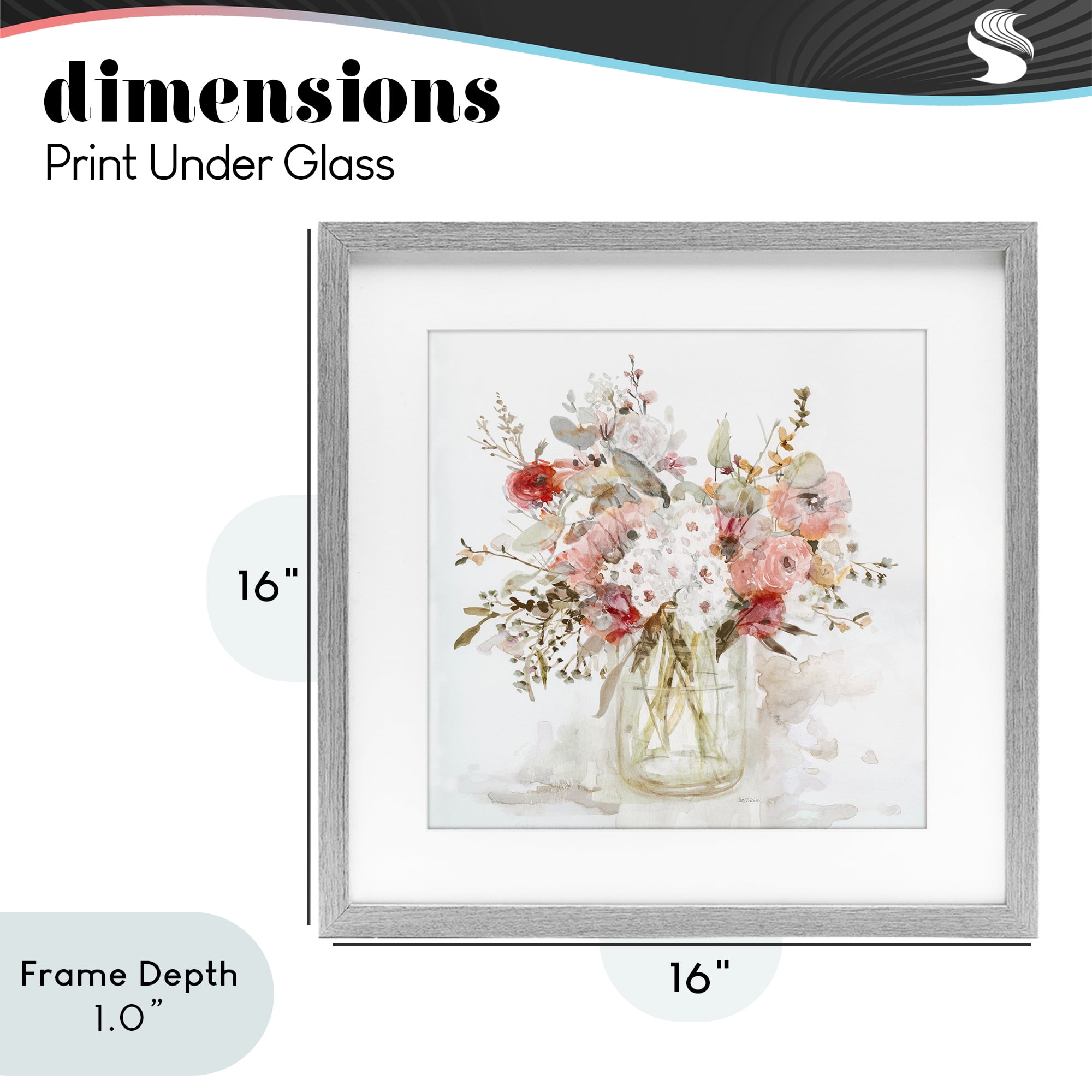 Stupell Industries Soft Blush Botanical Bouquet Gray Framed Print Under Glass, design by Carol Robinson