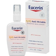Eucerin Q10 Anti-Wrinkle Sensitive Skin Lotion SPF 15 4 oz (Pack of 6)