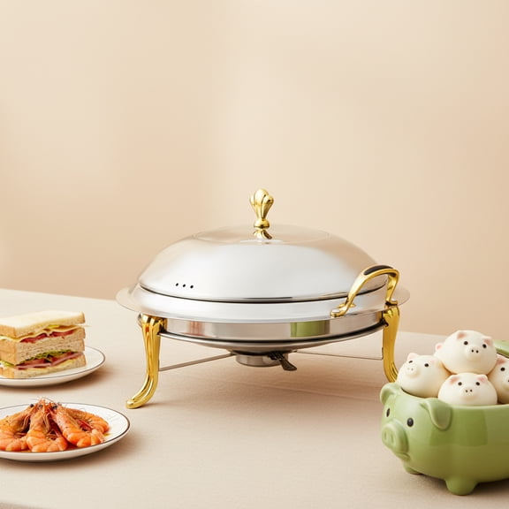 Vintoro 3.17QT Stainless Steel Chafing Dish, Round Buffet Warmer Tray with Lid and Chafing Fuel Holder