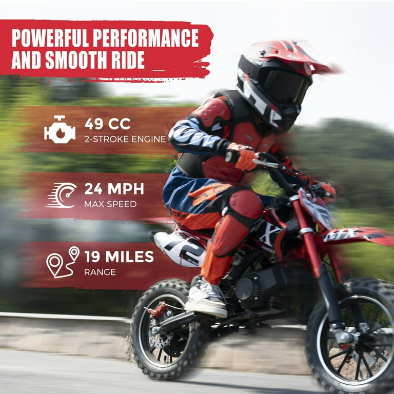 MX Moto 49CC Kids Dirt Bike, 2-Stroke Gas Powered Off-Road
