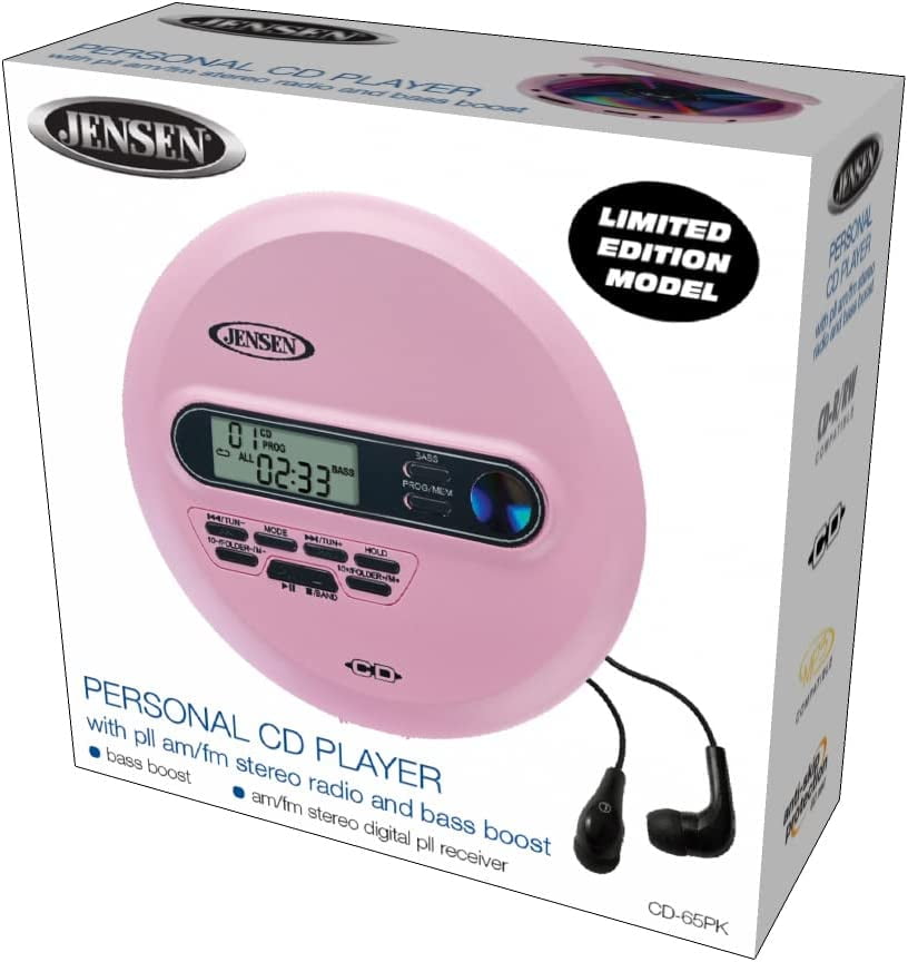 Jensen CD-65 Teal CD/MP3 Player with FM Radio, LCD Display, Bass