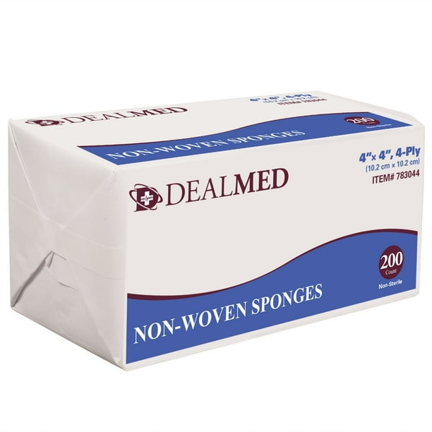 Dealmed Gauze Pads, N/S, Non Woven, 4" x 4", 4 Ply, 200/Bx Walmart