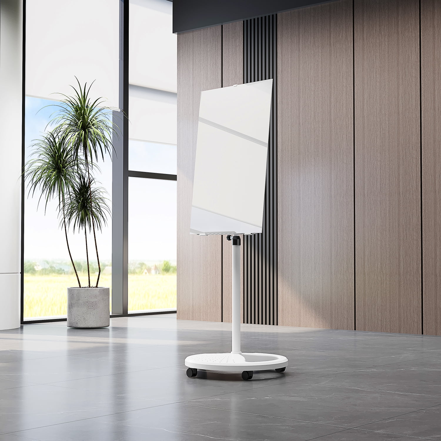 Removable Adjustable Height Tempered Glass Whiteboard, 36" x 24"