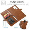 thumbnail image 4 of Feishell Magnetic Detachable Wallet Case for Samsung Galaxy S23 Ultra,with Wrist Strap,Premium PU Leather Magnetic Buckle Credit Card Slots & Cash Pocket Shockproof Phone Case for Women Men,Brown, 4 of 9