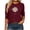 Wine, variant on Floral Tshirts for Women 3/4 Sleeve Casual Tunic Shirts Crew Neck Loose Summer Fall Going Out Outfits Army Green, XL