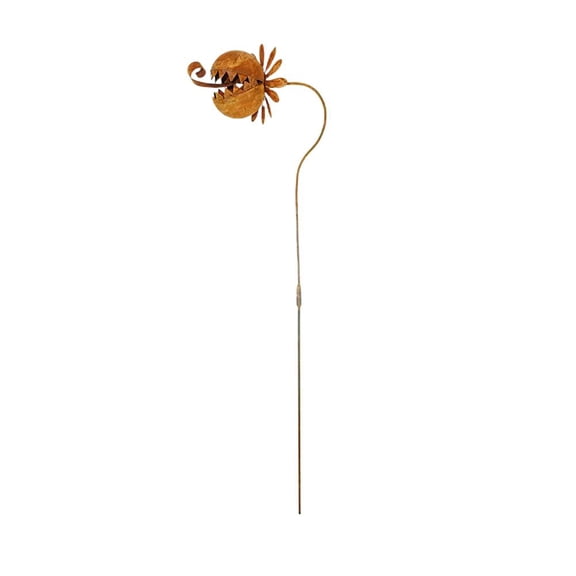 Metal Carnivorous Plant Garden Stake, Rustic Toothy Monster Plant Sculpture for Flower Bed, Planter, Lawn, Porch and Halloween Yard Decor, 23.62 Inch, Small