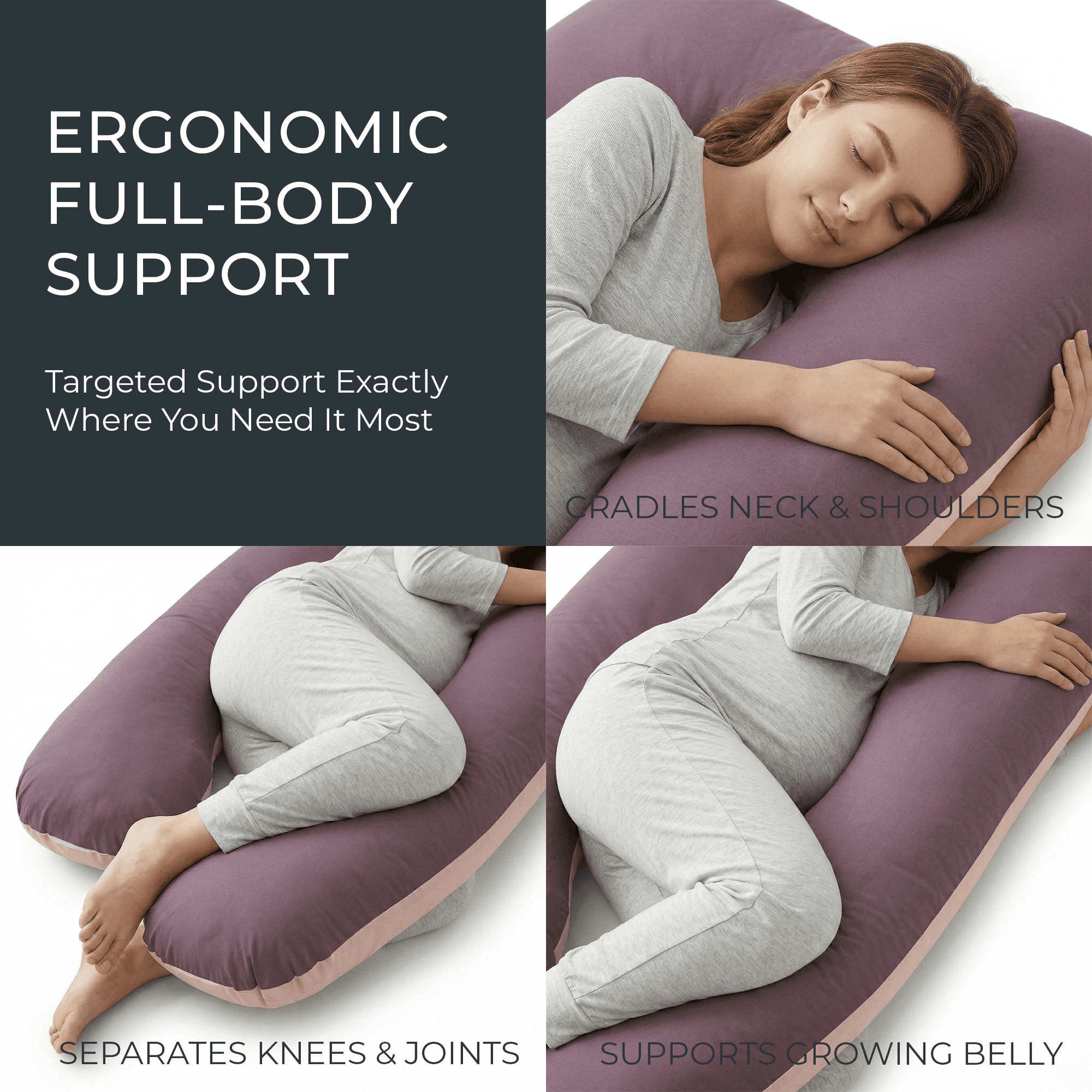 Olena Casa U Shaped Pregnancy Pillow Full Body Maternity Body Pillows for Side Sleepers, Back Pain Relief & Recovery Support Pillow, Pregnancy Pillows for Sleeping, Chocolate Beige 55x29x8 In