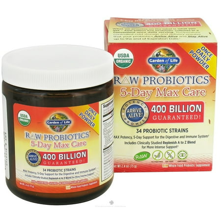 Garden of Life - Raw Probiotiques 5 jours Max Soins 34 - Souches Probiotic 2,4 oz