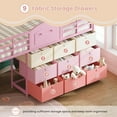 thumbnail image 6 of AOGLLATI Twin Size Low Loft Bed with 9 Storage Drawers and Under-Bed Hideaway, Metal Loft Bed with Storage Shelf and LED Lights Pink, 6 of 11