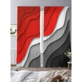 thumbnail image 3 of Sheer Curtains 96 Inches Long, Modern Geometric Abstract Aesthetics Cream Light Filtering Window Curtains for Living Room, Red Black Ombre Rod Pocket Voile Sheer Curtain Drapes, 52"W x 96"L, 2 Panels, 3 of 9
