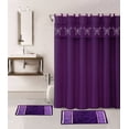 thumbnail image 4 of 15-P NAVY BUTTERFLY ANGEL Bathroom Bundle Mat Set  2 (Two) Embossed Thick Bath Rugs  1 (One) Embroidery Shower Curtain and 12 Fabric Covered Rings Included (Navy), 4 of 6