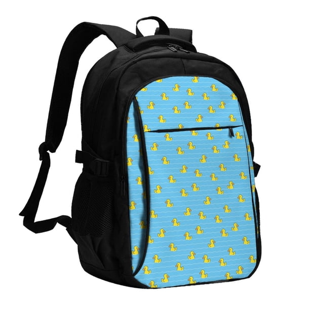 Easygdp Duck Swimming Mochila para Laptop de Viaje con Puerto USB, Mochila para Laptop con Puerto de Carga USB para Mujeres y Hombres