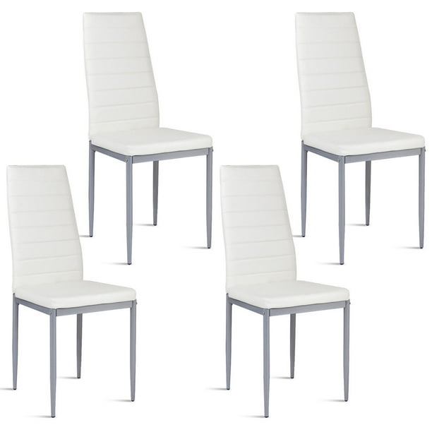 Costway Set Of 4 Pu Leather Dining Side Chairs Elegant Design Home Furniture White Walmart Com Walmart Com