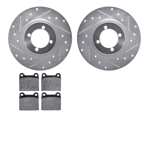 Dynamic Friction Company Front Brake Rotors-Drilled and Slotted-Silver with 5000 Advanced Brake Pads 7502-31000