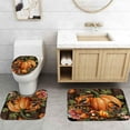thumbnail image 5 of 4PCS Fall Cat Shower Curtain Set, Waterproof Fabric Shower Curtain, Non-Slip Bath Mat Bathroom Rugs, Cute Kitty Kitten Animal Autumn Maple Leaves Pumpkin Harvest Thanksgiving Bathroom Decor, 5 of 7