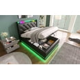 thumbnail image 3 of Twin Bed Frame: Black PU Upholstered, LED Lights, USB Charging, Hydraulic Storage, 81"x44", Bedroom Furniture. Modern Design, Easy Assembly., 3 of 38