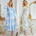 thumbnail image 4 of Women's Printed Sleepwear/Casual Nights/Long Sleeve Duster/Housecoat/House Dress Long Nightgown, 4 of 10