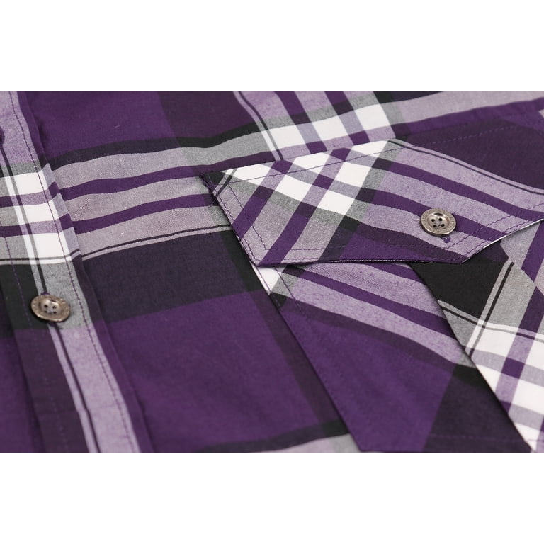 Men's Short Sleeve Cowboy Button Down Casual Plaid Pattern