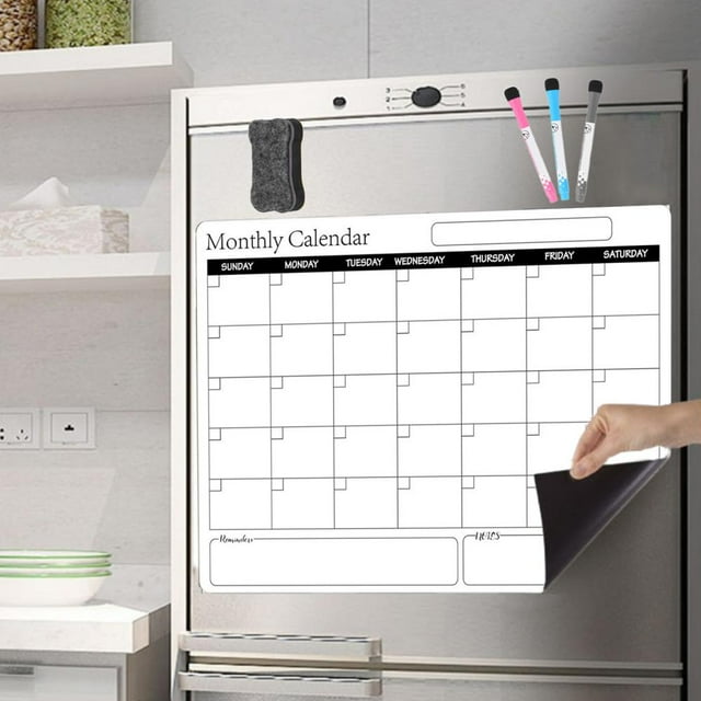 Feltree Calendrier Effaçable à Sec Magnétique pour Réfrigérateur Planche de Cuisine Réutilisable Mensuel Hebdomadaire avec Marqueurs Effaceurs
