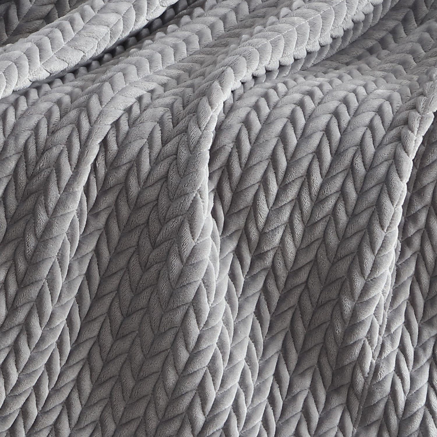 Ann Taylor Chevron Plush Throw Blanket, 60" x 70" (Gray)