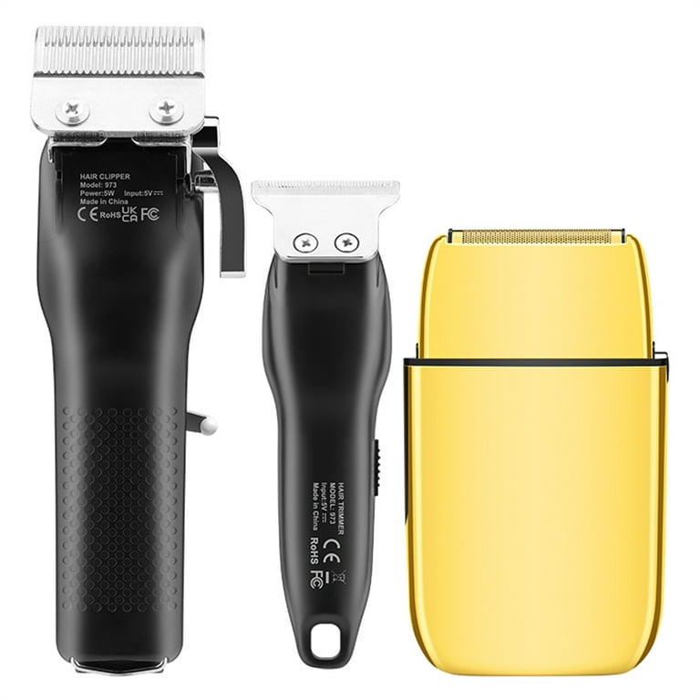 RUTAWZ Hair Clippers for Men Professional Cordless, Beard Trimmer & Nose Trimmer Set, Clippers and Trimmers Kit with LCD Display, Golden