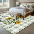 thumbnail image 5 of 8x10 Area Rugs for Living Room, Sunflowers Farmhouse Non Slip Area Rugs for Kitchen Bedroom Entryway, Sage Green Plaid Pastoral Rustic Washable Carpet Runner Rug Floor Mats for Bedroom Home Decor, 5 of 9