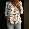 thumbnail image 2 of Women's Tops, Tees & Blouses Long Sleeve Full Print Bubble Wrinkled Retro Art Button Down Breathable Shirts Business Casual Tops for Women bovemsi, 2 of 6