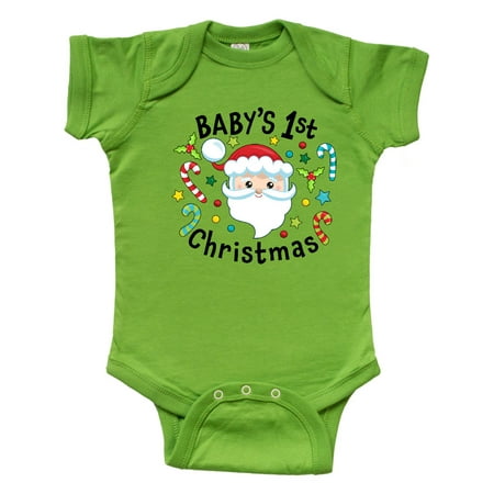 

Inktastic Baby s 1st Christmas Santa with Candy Canes Gift Baby Boy or Baby Girl Bodysuit
