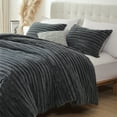 thumbnail image 5 of SPRINDAY Fluffy Queen Comforter Set 3 Pieces - Dark Gary Fleece Luxury Fuzzy Reversible Bedding Comforter Set, Soft & Warm Comforter All Season with 2 Pillow Cases, 5 of 7