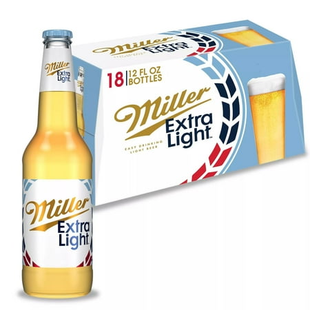 Miller Extra Light American Beer, 18 Pack, 12 fl oz Glass Bottles, 2.8% ABV