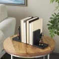 thumbnail image 2 of DecMode 4" Chess Black Aluminum Metal Bookends with Aluminum Accents (Set of 2), 2 of 9