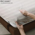 thumbnail image 4 of 100% Egyptian Cotton Fitted Sheet Twin XL Size, 600 Thread Count, Single Fitted Sheet Only,16" Deep Pocket Sheet, Soft & Elastic Sateen Weave Bottom Sheet(Light Beige-Stripe, Twin XL), 4 of 8
