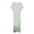 thumbnail image 4 of SMihono Robe Maxi Boho d'Été pour Femmes Grande Taille Robe Maxi pour Femmes Vacances à la Plage Décontractée Robe Longue Ample Manches Courtes Robes d'Été avec Fente Robe de Plage, 4 of 5